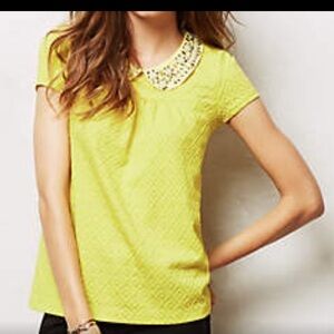 Anthropologie yellow jeweled top